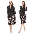 Linccure Women's Crane Print Satin Kimono Robe Silky Half | SAMAG