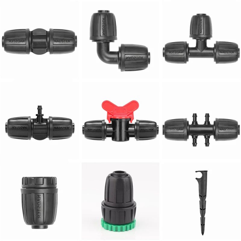 2~10Pcs 16mm PE Pipe Connectors Garden Watering Irrigation Joints Agricultural Irrigation Quick Connector Straight Elbow Tee