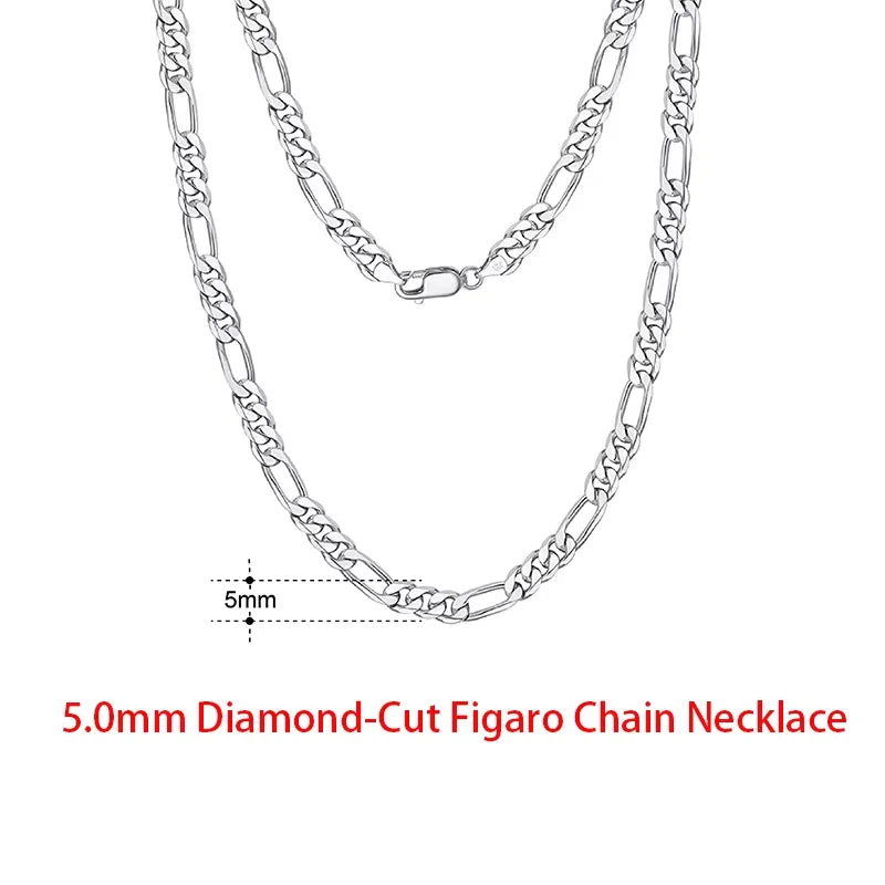 Rinntin 925 Sterling Silver Italian 2.6/3.7/5.0mm Flat Mariner Chain Necklace for Women Men Fashion Neck Chain Jewelry SC78