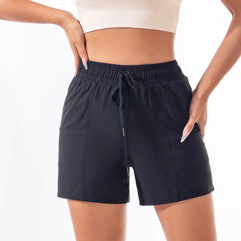 Women's Spring Summer 2-in-1 Yoga Shorts High-Waist Anti-Exposure Quick-Drying