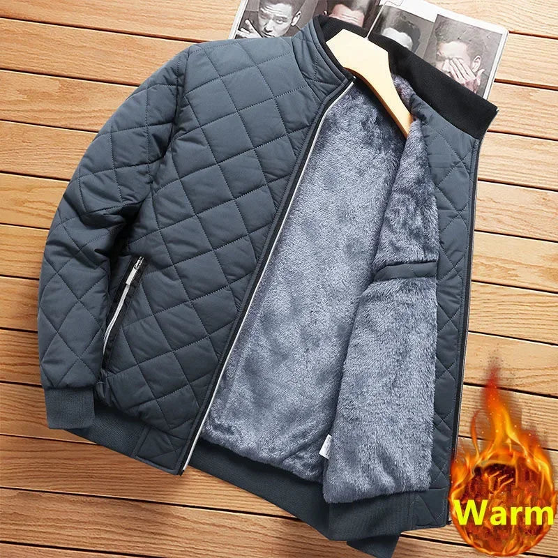 Autumn Winter Men's Clothing Fashion Stand Collar Thickened Warm Parkas Fleece Lining Outdoor Windbreaker Casual Jackets for Men