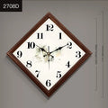 Wall Clock New Chinese Solid Wood Living Room Rectangular Home Bedroom Simple Atmosphere Silent Wall Clock Home Decor
