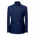 Chinese Stand Collar Men Blazer, Korean Style Solid Casual Suit Jacket, Fashion Slim Fit Dress Coat, Yellow,Burgundy,White,Black