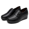 Ngouxm Spring Autumn Women Pumps Wedges Shoes Woman Genuine Leather Casual Shoes Mother High Heels Shoes