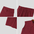 INCERUN Men Sets Solid Sleeveless Crop Tops Shirt Pants | SAMAG