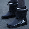 Men's Rain Shoes Fashion Waterproof Men's Rain Shoes Outdoor Non-slip Work Shoes for Men Cotton Warm Rain Boots Kitchen Footwear