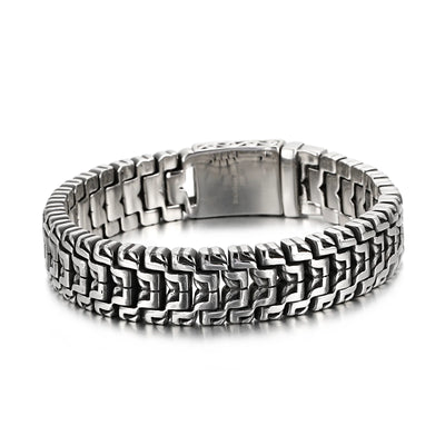 16mm Combining Fashion And Retro Elements Biker Chain Bracelet - Stainless Steel 316L - KB123643 - BDJX | SAMAG