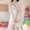 Elegant Sweet Simple Solid White Women Robe Gown Sets | SAMAG