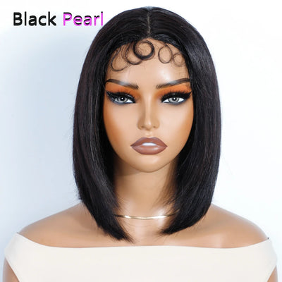 180% Density Cheap Nature Remy Black Dark Hair Wigs Sleek Peruvian Straight Lace Bob Wigs Short Lace Part Human Hair Wigs
