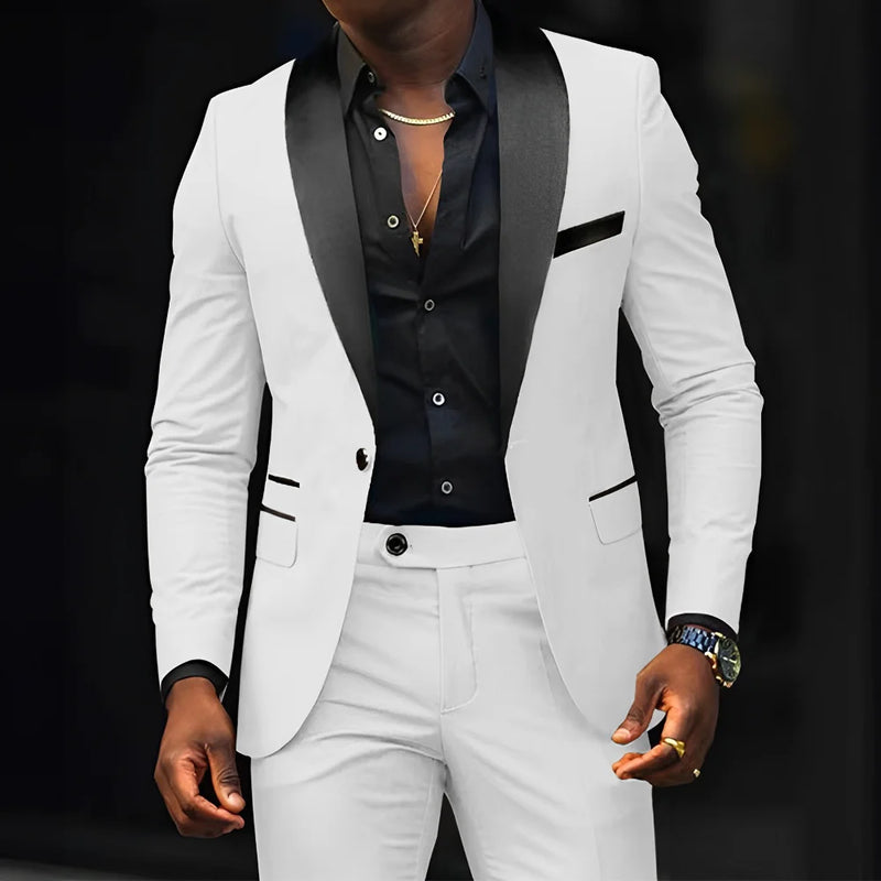Men's slim-fit Suit 2-piece Wedding Groom Tuxedo Shawl | SAMAG