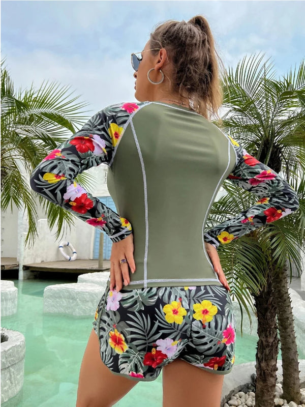 Tankini Women Swimsuit Tropical Print Bikini Set Long | SAMAG