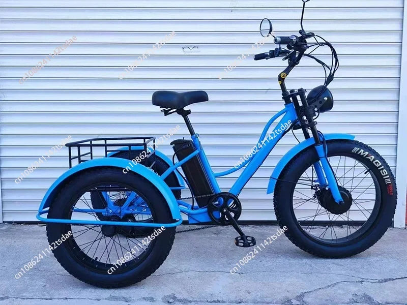 750w 3 Wheels Mountain Electric Bike With Two Seat For Elderly 48V Removable Battery Electric Tricycle Adults Off Road For Man