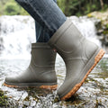 Men's Fashion Rain Boots High Quality Anti-Slip Waterproof Shoes Thick Bottom Wear-Resistant Outdoor Drawstring Work Rubber Shoe