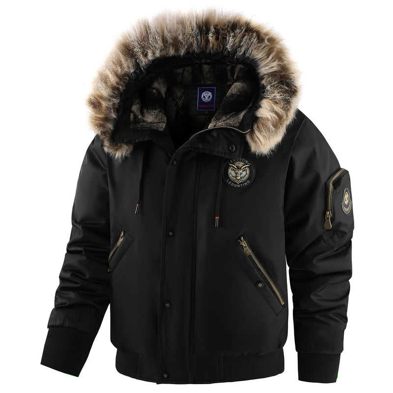 New Fashion Men Hooded Fur Collar Winter Down Jackets Male Outwear Casual Fleece Parkas Warm Coats Good Quality Men Jackets 3XL