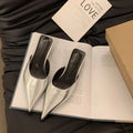 Pointed Toe Women Mules Slipper Fashion Candy Color Ladies Elegant Dress Sandal Square Low Heel Slip on Slides Shoes