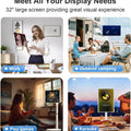 32" Smart Portable TV 1080P, 8+128G, HshWeiy Portable Touch Screen TV Qualcomm 665 CPU, Full Swivel Rotation Rolling TV