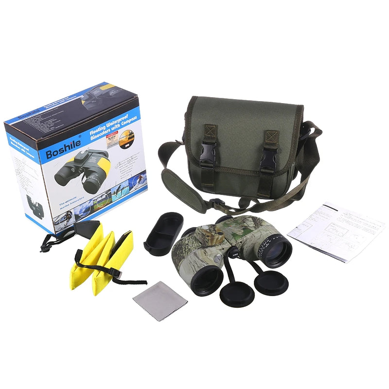 Navigation Telescope Boshile 10x50 Binoculars with Built-in Compass BAK4 Prism FMC Lens Fogproof Waterproof For Camping Hunting