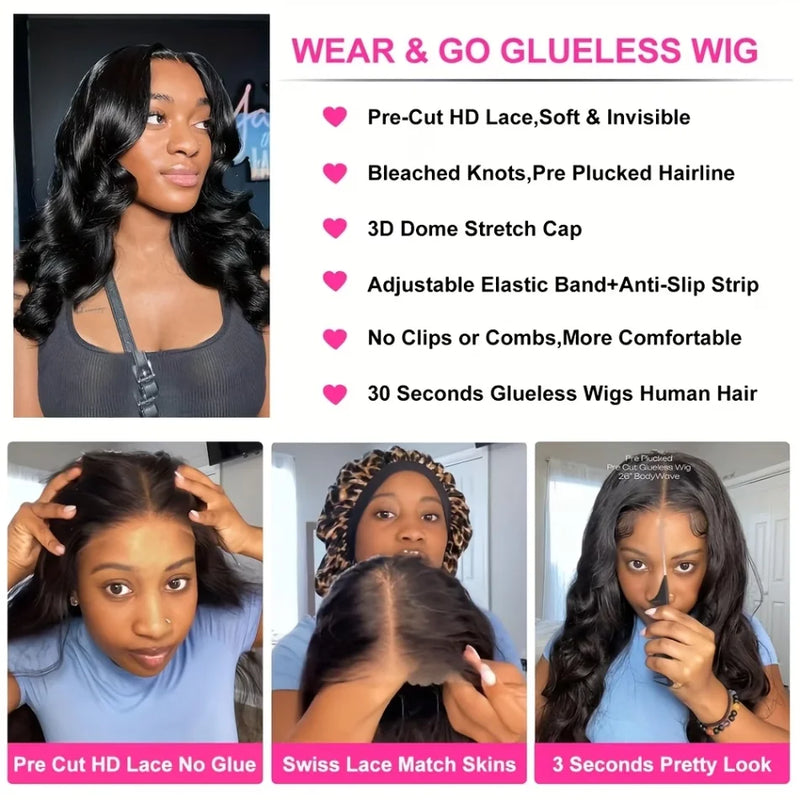 Wear And Go Glueless Bob Wig Human Hair Short Body Wave Lace Front Wigs Pre Cut Brazilian Hair 4X4 Hd Lace Closure Wig For Women