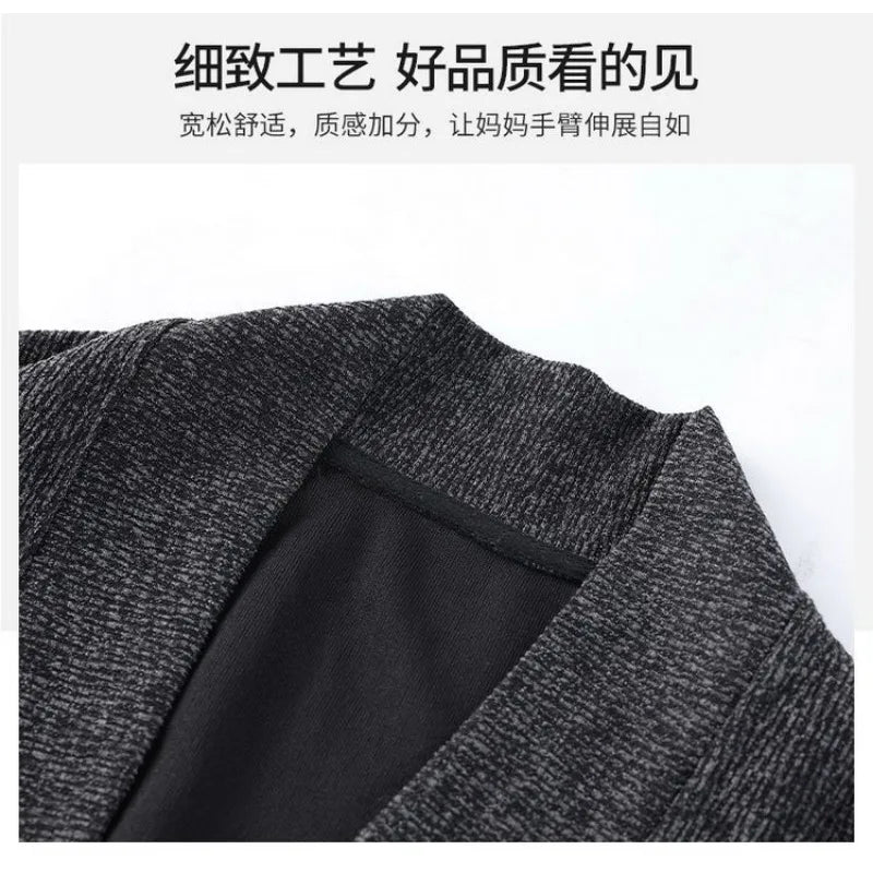 Women Spring Autumn Knit Two Piece Set Middle Aged Mom Open Cardigan Loose Casual Harem Pants Fashion Outfit