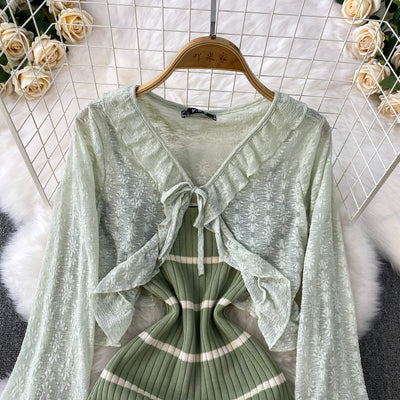 Summer Cardigan Women Knit Indoor V - Neck Button Solid | SAMAG
