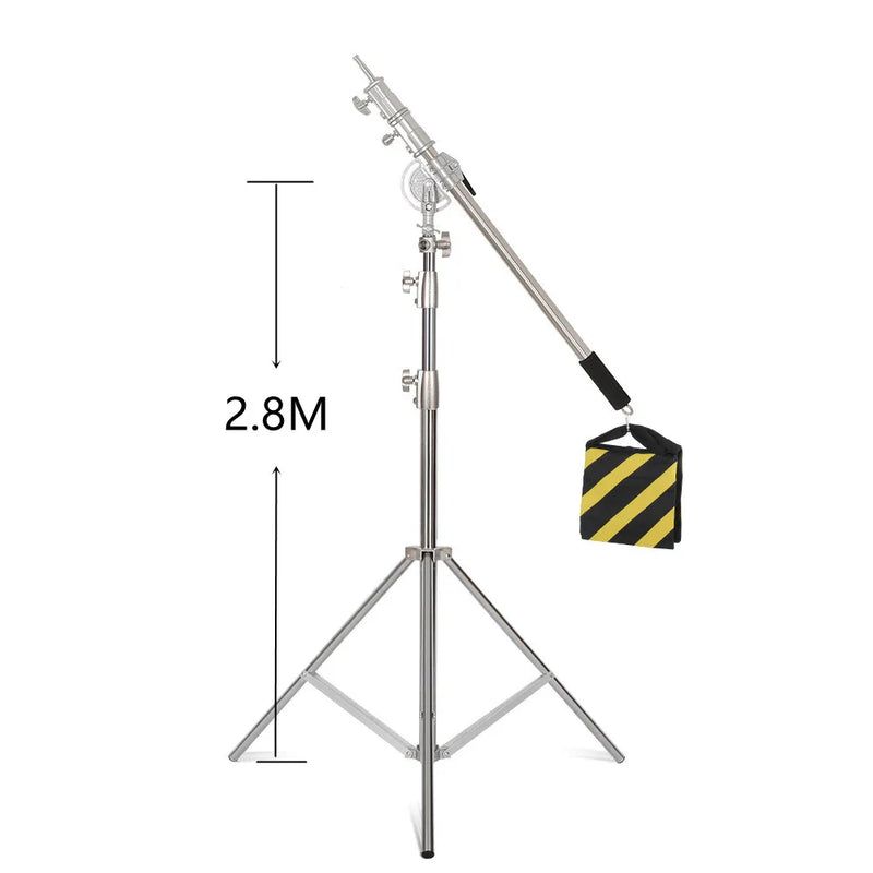 2.49M Length Cross Arm Stainless Steel Kit Light Stand With Weight Bag Photo Studio Accessories Extension Rod
