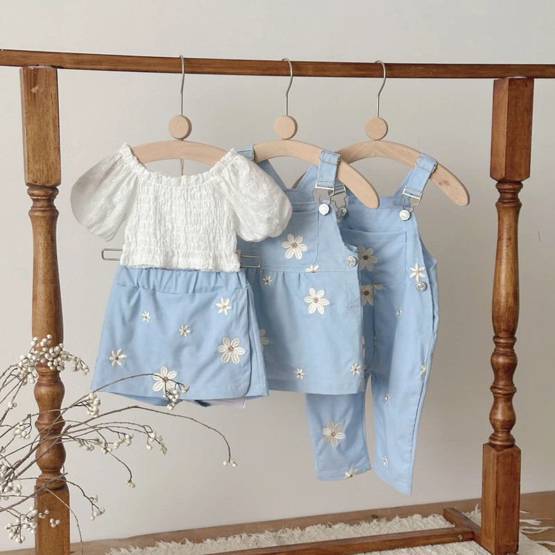 6M -3Y Baby Clothes Outfits Summer New Korean Style Short sleeve + Flower Embroidery Shorts Sets Toddler Costume Cute Girls Suit