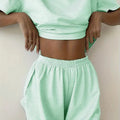 Women's Striped Pajama Set Summer Short-Sleeved T-Shirt | SAMAG