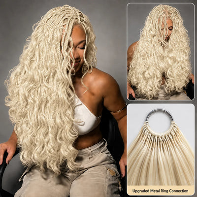 Miracle Knots 613 Color Honey Blonde Crochet Human Hair Deep Wave Feather Knotless Pre Separated Boho Braids Quick Install