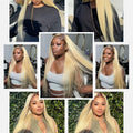 13x6 Lace Frontal Wig 1B 613 Ombre Blonde Full Lace Human Hair Wig Dark Roots Pre Plucked  Lace Front Human Hair Wigs for Women
