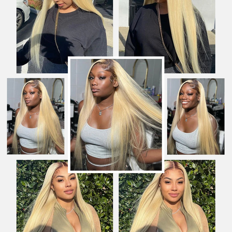 13x6 Lace Frontal Wig 1B 613 Ombre Blonde Full Lace Human Hair Wig Dark Roots Pre Plucked  Lace Front Human Hair Wigs for Women
