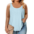 Plus Size Curved Hem Tank Top, Casual Crew Neck Sleeveless Tank Top For Summer, Women's Plus Size Clothing