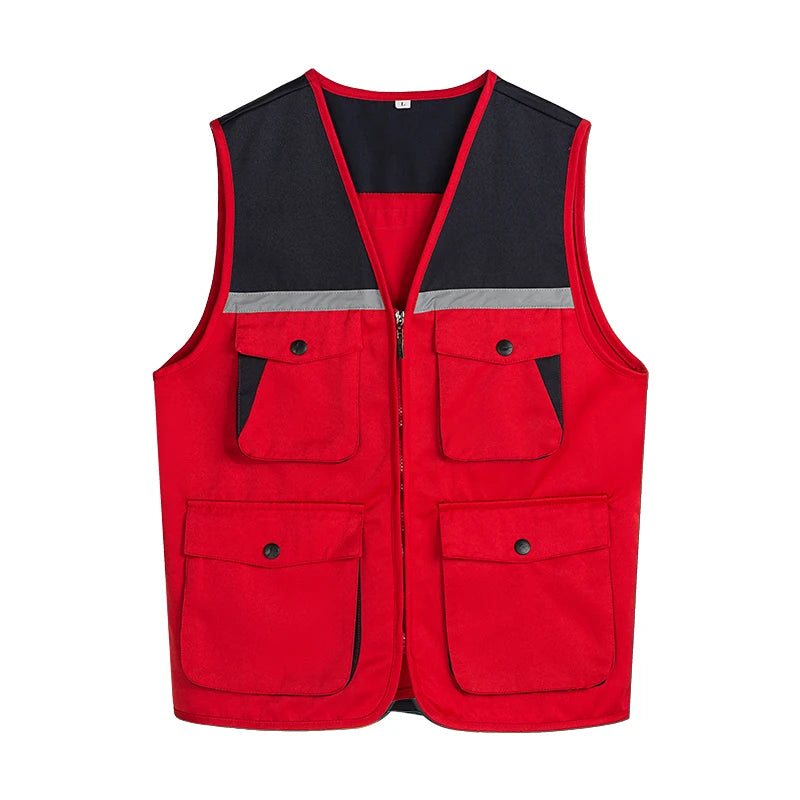 Men's Outdoor Vest Hiking Fishing Hunting Photography Multi-Pockets Multi-Function Maintenance Worker Waistcoat Print Logo