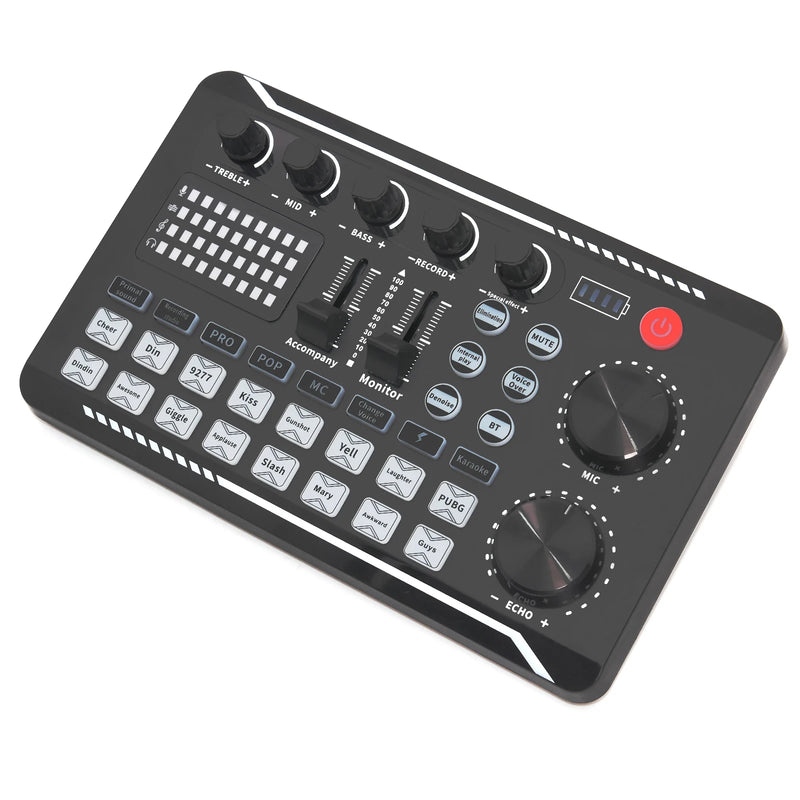 F998 Live Sound Card With DJ Mixer Effects Voice Changer Bluetooth-compatible Audio Interface Mixer For Live Streaming Singing
