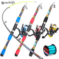 Sougayilang Telescopic Fishing Rod Reel Set 1.8m Fiberglass Spinning Rod and 5.2:1Gear Ratio Reel for Saltwater Freshwater Pesca