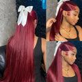 99J Straight Human Hair Wigs 13x6 HD Lace Frontal Wig Burgundy Human Hair Wig 13x4 HD Lace 220 Density Human Hair Wigs For Women