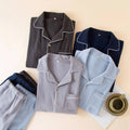 Sleepwear Pajama Male Pajamas Summer Men's Pure Cotton Set Short-sleeved  Long Pants Japanese-style Home Wear Large Size Casual