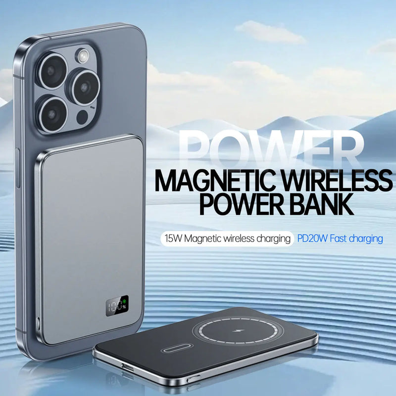 Lenovo 500000mAh Thin Magnetic Wireless Power Bank PD22.5W Fast Charging Portable External Battery for Magsafe For iPhone Huawei
