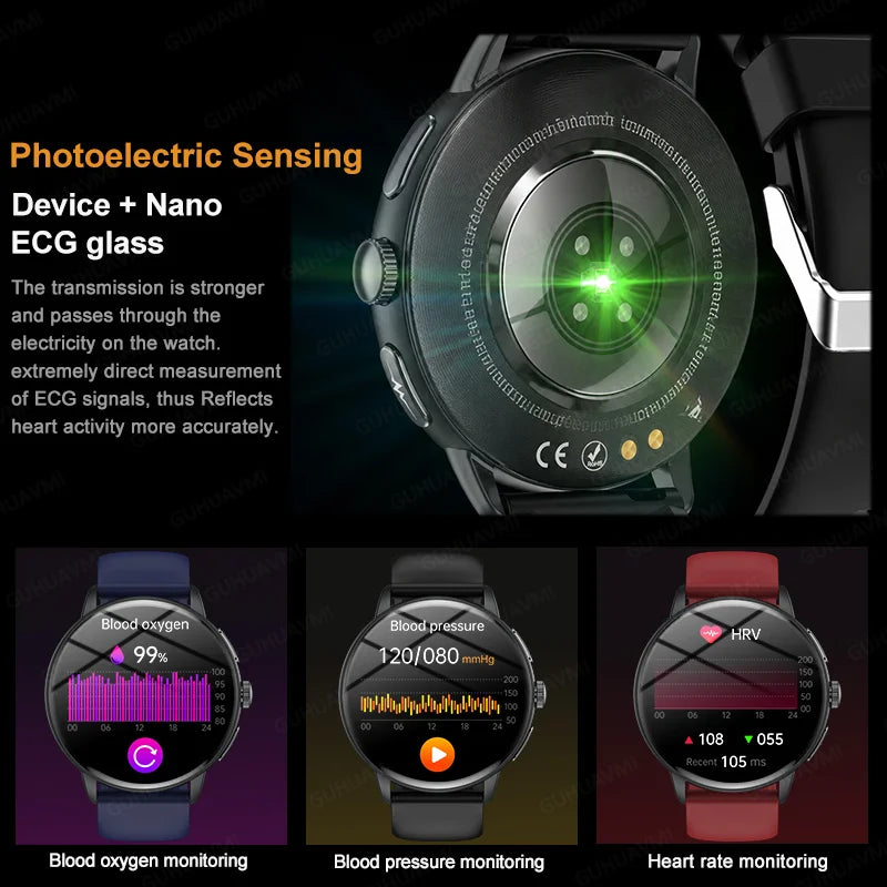 2026 New AI Accurate Diagnosis Body Fat Uric Acid BP ECG SmartWatch HD AMOLED Screen call Sport Health Smart watch For Men women