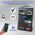 Fuluode SE-04 Professional 4 Channel Audio Mixer with UHF Wireless Microphone Sound Mixing Console USB Bluetooth Karaoke System