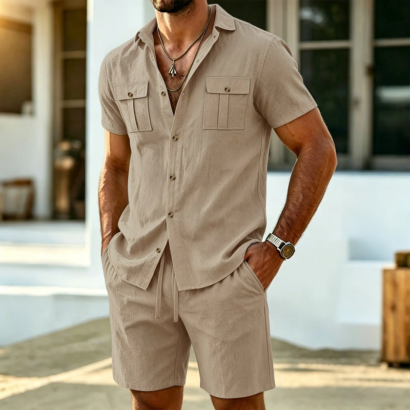New Summer Men's Linen Outdoor Casual 2-Piece Set | SAMAG