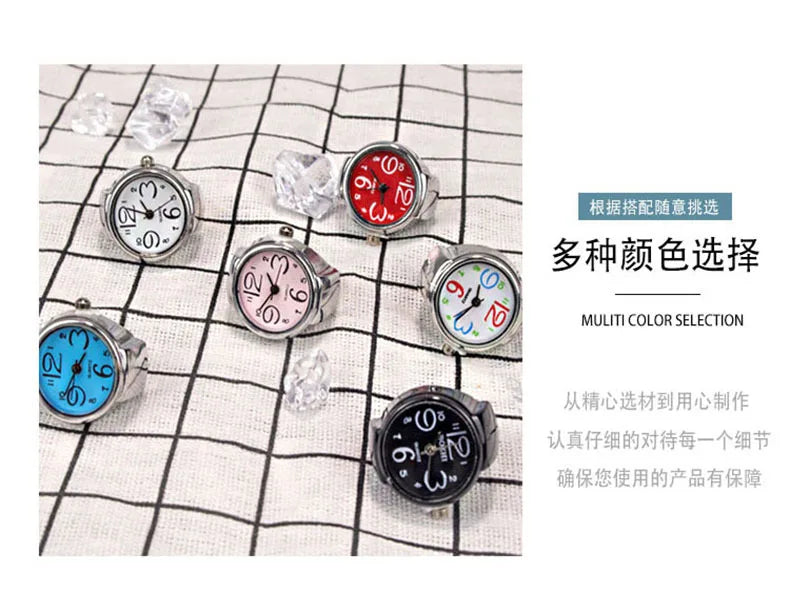 Kiss Jewelry Women Men Vintage Classic Finger Watch Rings Punk Stretchy Strap Quartz Watches Clock Ring Hip-hop anillos 2023