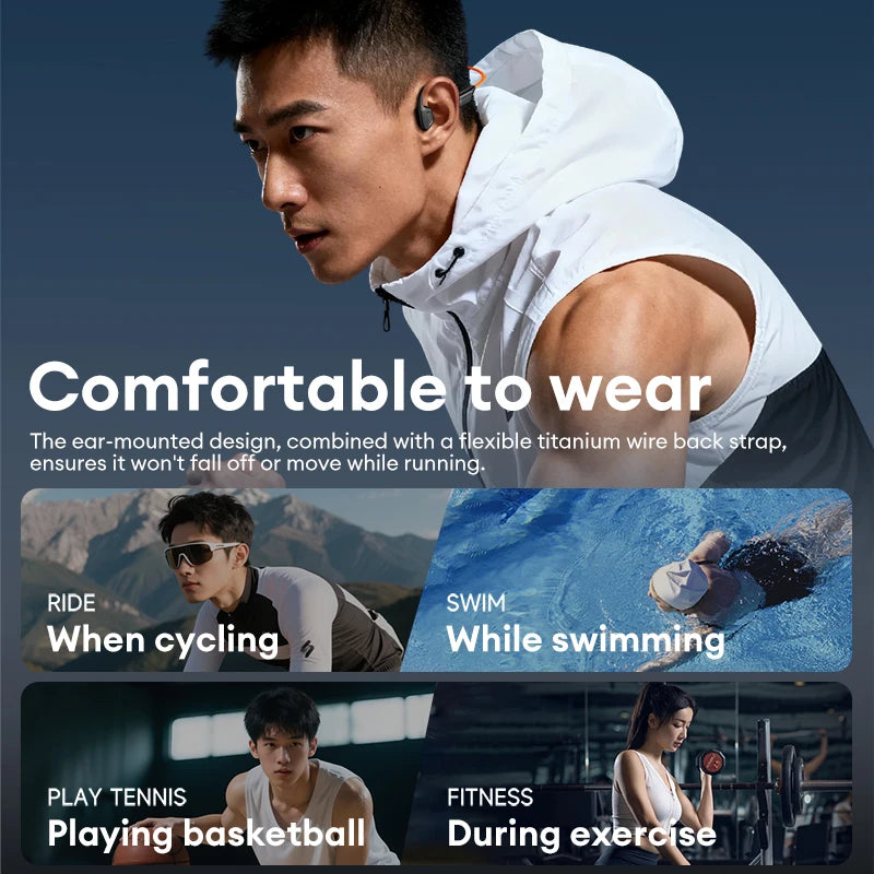 Lenovo S106 True Bone Conduction Wireless Earphones Bluetooth 6.0 IPX8 Swimming Headphones Waterproof Sports Cycling Headset New