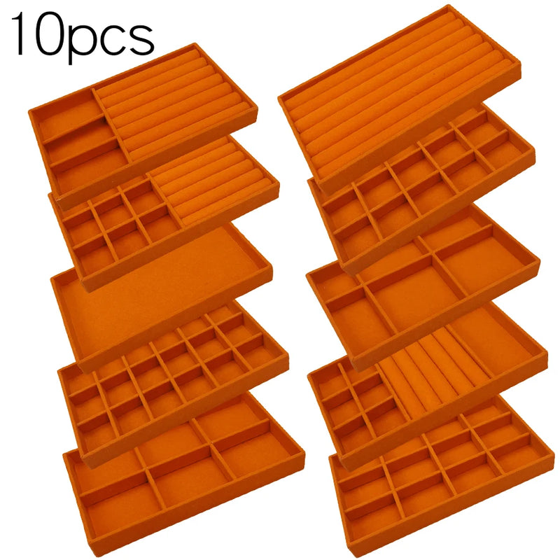 1 Set, (Including 8PCS) Flocking Jewelry Box Jewelry Tray