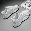 Trendy Black and Gold Color-Blocking Mesh Casual Shoes, Men's Breathable Shock-Absorbing Thick-Soled Sneakers, Versatile Soft-Soled Non-Slip Men's Shoes for Daily Commuting