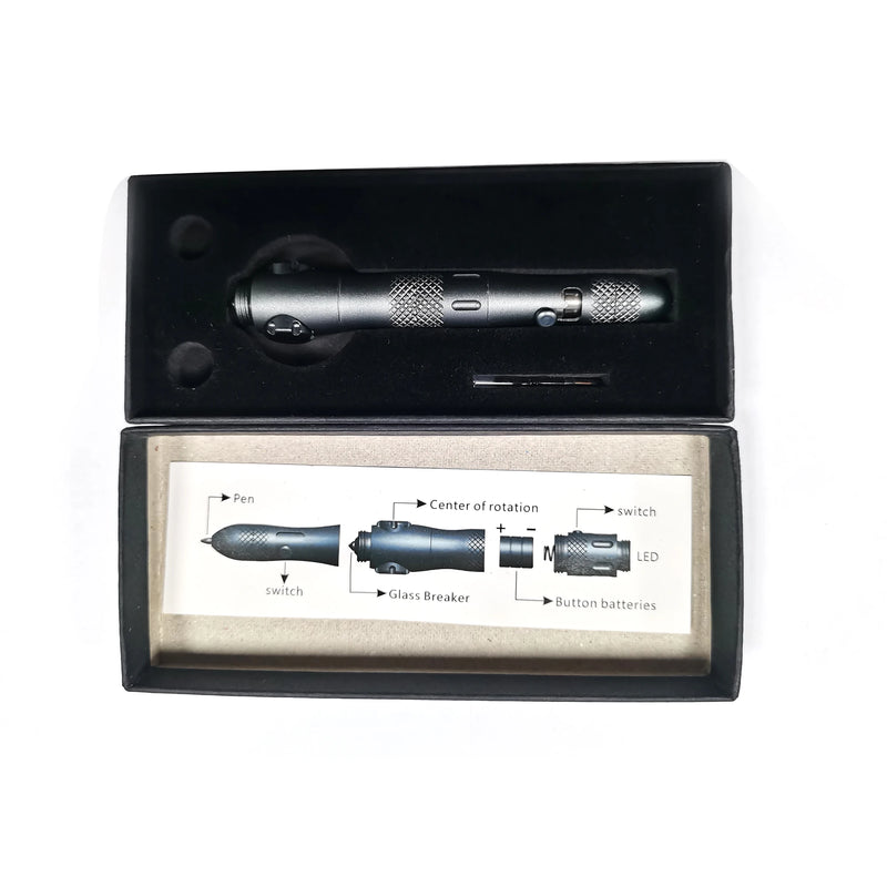 Tactical Pen Aluminum Alloy Multi-Function Decompression Fingertip Gyro Pen With Light Broken Window Survival Anti-Wolf Supplies