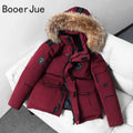 Outdoor Hiking Thermal Jacket Thick Puffer Sports Jacket Men Coat Overcoat Winter Parka Men 90% White Duck Down Removable Cap