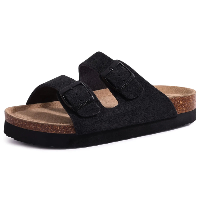 Bebealy Women's Cork Footbed Slide Sandal Summer Men Mules Fashion Women Clogs Slippers Outdoor Beach Sandals Adjustable Buckle