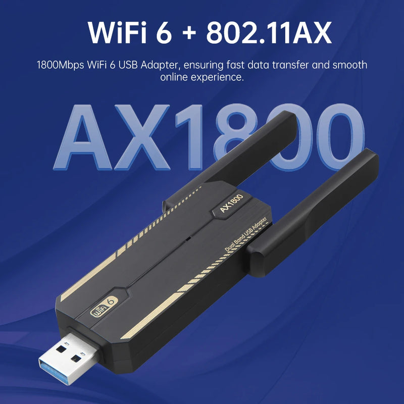 KEBIDUMEI WIFI 6 Wi - fi USB Adapter AX1800 Network Card Dongle 2.4G/5GHz 802.11AX Antenna Signal - Visuel 3 | SAMAG