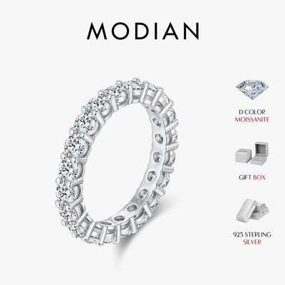 MODIAN Dazzling D Color Moissanite Eternity Band Rings 925 Sterling Silver Luxury Stackable Fashion For Women Fine | SAMAG