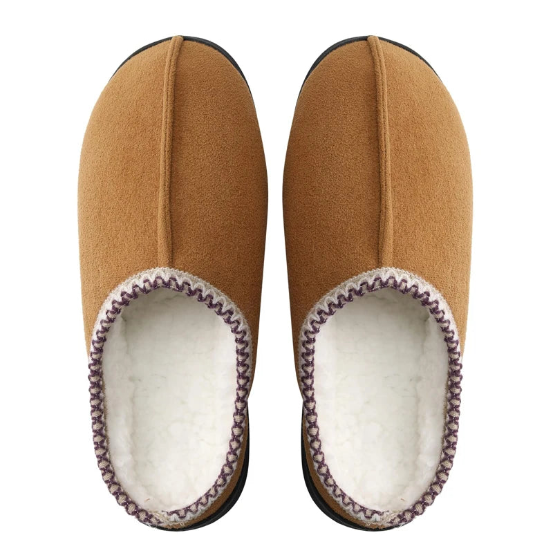 Asgard Plush Cotton Slippers For Men Winter Indoor Warm Anti-Slip Home Shoes Women Soft Memory Foam Furry Slides Bedroom Slipper